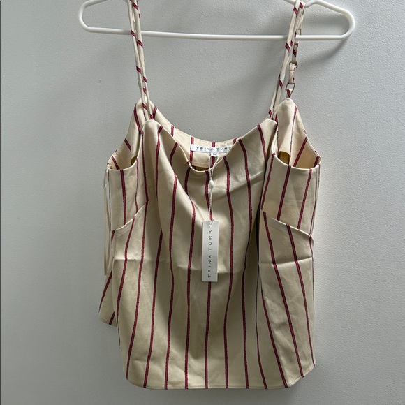 TRINA TURK striped Cream and Red Women's Top - Picture 5 of 5